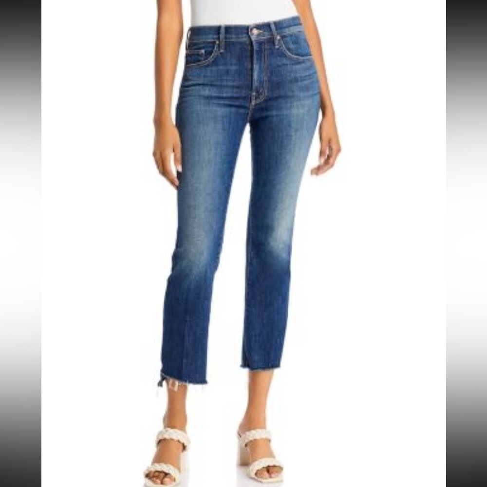 MOTHER The Insider Crop Step Fray Jeans Size 27 Girl Crush Wash